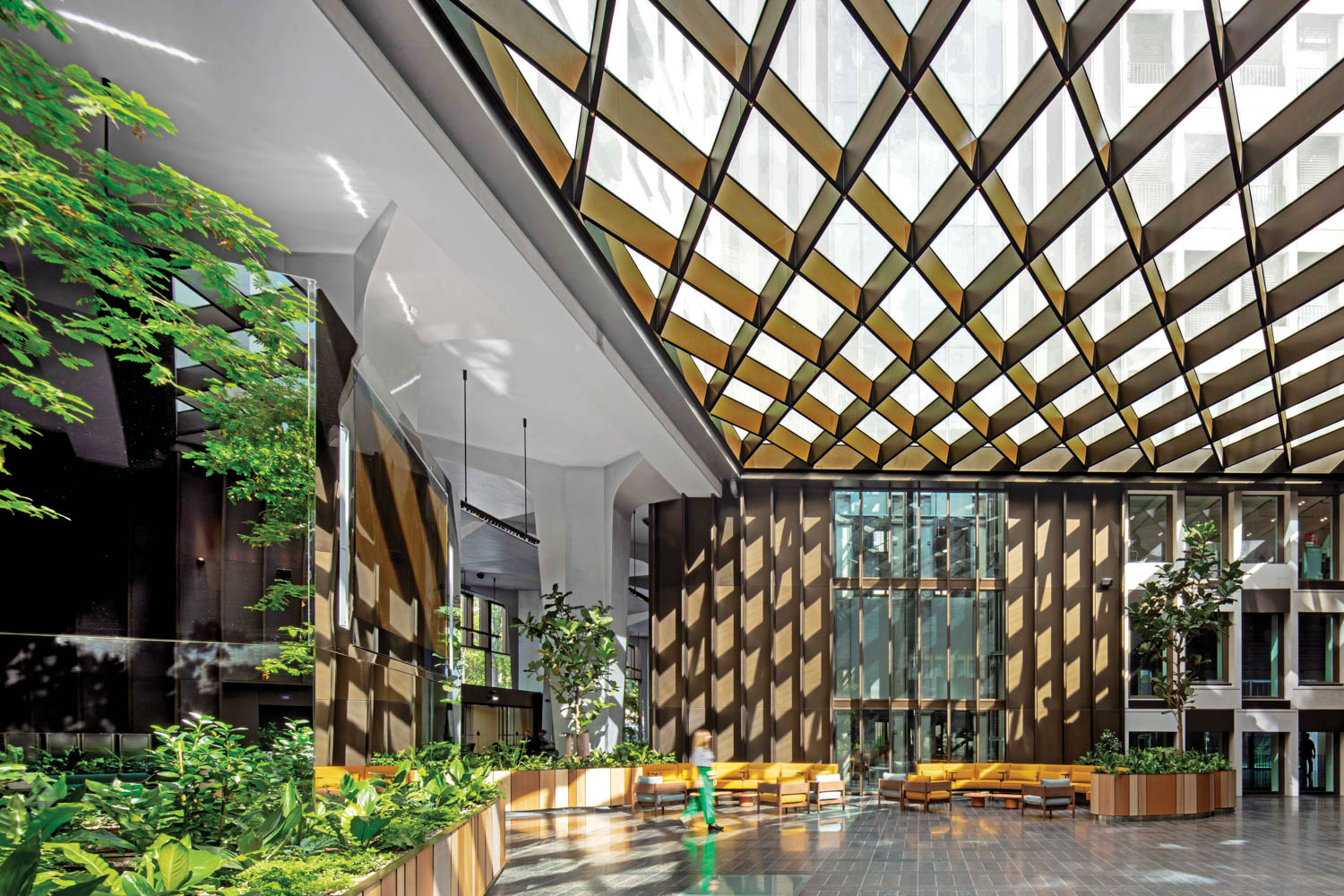 light flows in from the cathedral-height ceiling at Boston Consulting Group's office