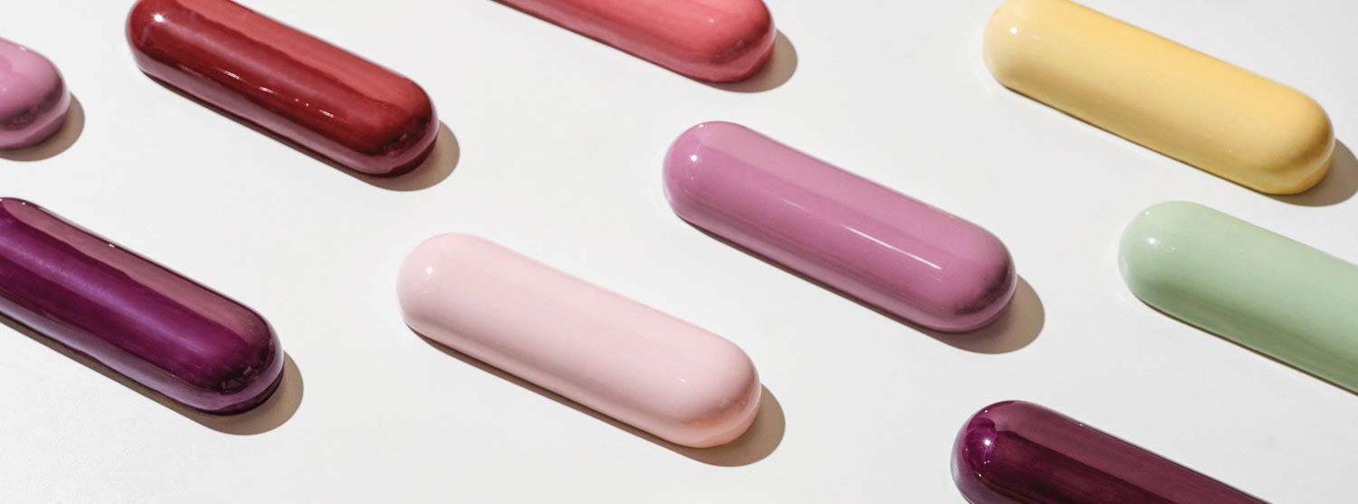 pastel ceramics in the shape of eclairs