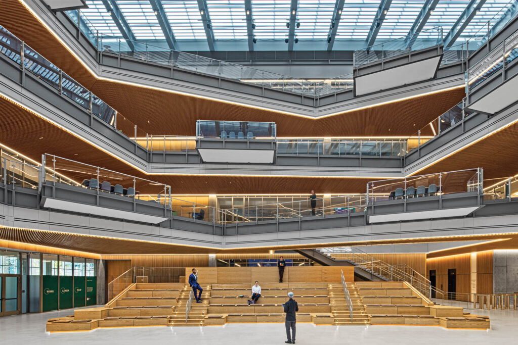 space with ceramic fritted glass stairways that all interconnect